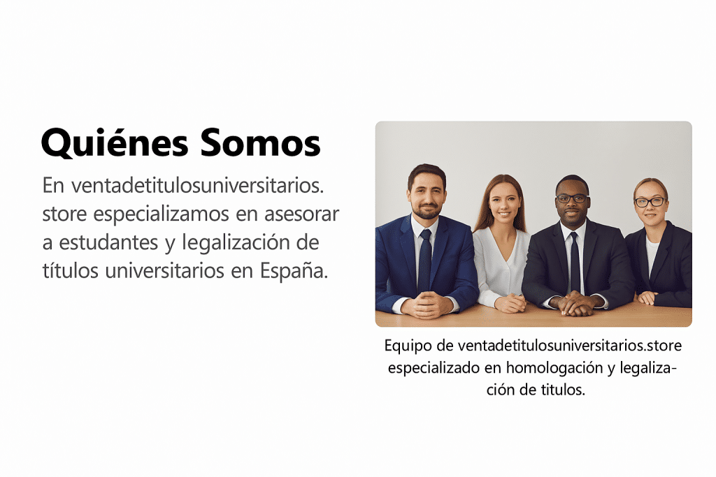 Equipo de ventadetitulosuniversitarios.store especializado en homologación y legalización de títulos en España